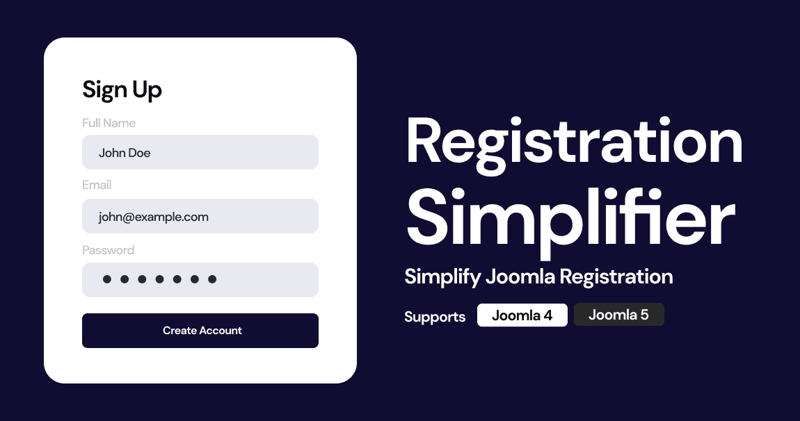 Simplify Joomla Registration with Registration Simplifier Plugin